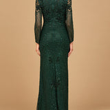 Long Sleeve Beaded Maxi Gown