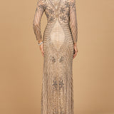 Long Sleeve Beaded Maxi Gown