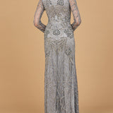 High Neck, Long Sleeve Beaded Gown | 28889