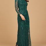 High Neck, Long Sleeve Beaded Gown | 28889