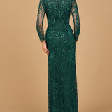 High Neck, Long Sleeve Beaded Gown | 28889