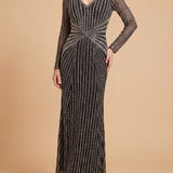 Lara 28892 - Long Sleeve Beaded Gown