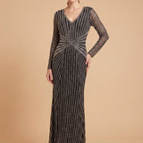 Lara 28892 - Long Sleeve Beaded Gown