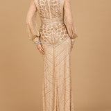 V Neck Beaded Long Sleeve Maxi Dress