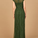 Cap Sleeve, Illusion Neck Beaded Gown