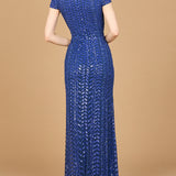 Beaded Gown with Glamourous Cap Sleeves