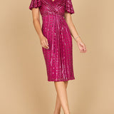 Beaded Midi Dress with Flutter Sleeves