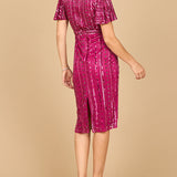 Beaded Midi Dress with Flutter Sleeves