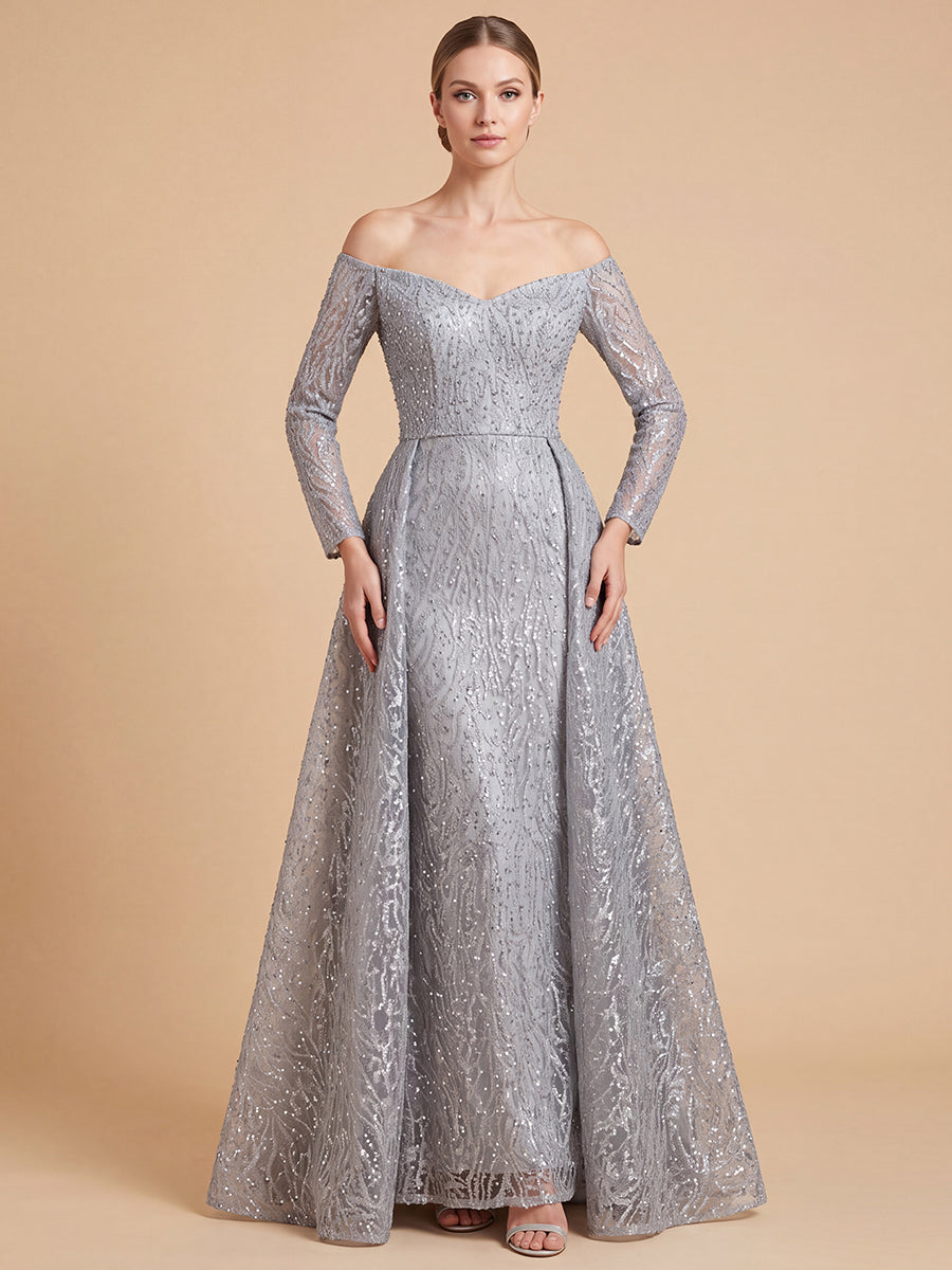 Lara 28905 - Off Shoulder Overskirt Gown