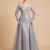 Lara 28905 - Off Shoulder Overskirt Gown