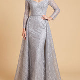 Lara 28905 - Off Shoulder Overskirt Gown