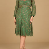 Beaded Midi Dress with Long Sleeves