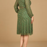 Beaded Midi Dress with Long Sleeves