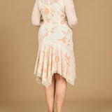 Beaded Midi Dress with Asymmetrical Hem
