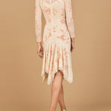 Beaded Midi Dress with Asymmetrical Hem
