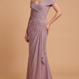 Off Shoulder Elegant Chiffon Gown