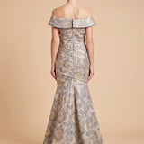 Off Shoulder Brocade Mermaid Gown