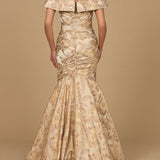 Off Shoulder Brocade Mermaid Gown