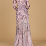 Long Sleeve V-Neck Mermaid Gown