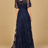 Elegant Cape Sleeve A-line Gown