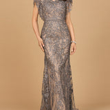 Cap Sleeve Mermaid V-neck Gown