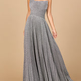 Flowing Pleated, Strapless Dress