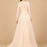 Long Sleeve Gown with Overskirt & High Neck