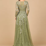 Long Sleeve Gown with Overskirt & High Neck