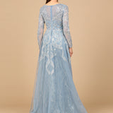 Long Sleeve Gown with Overskirt & High Neck