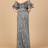 Off Shoulder Mermaid Gown with Tiered Sleeves