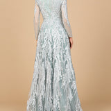 Long Sleeve, Modest Beaded Gown | 28939