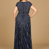 Cap Sleeve Beaded A-Line Gown