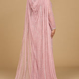 Long Sleeve Beaded Gown with Cape