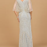 Cape Sleeve Mermaid Gown