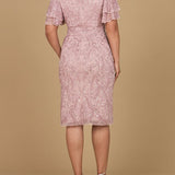 Beaded Midi Dress with Cape Sleeves