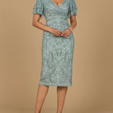 Beaded Midi Dress with Cape Sleeves