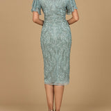 Beaded Midi Dress with Cape Sleeves