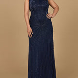 Asymmetrical, Beaded Gown