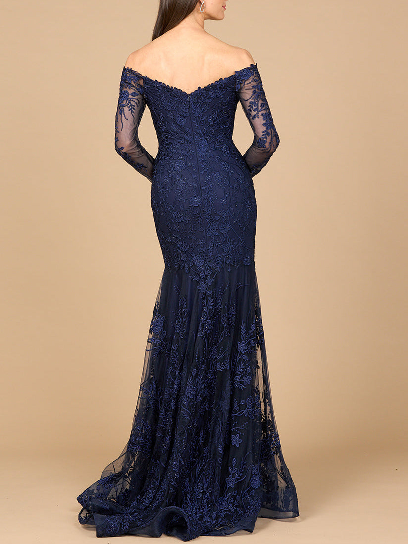 Off Shoulder Long Sleeve Mermaid Gown