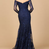 Off Shoulder Long Sleeve Mermaid Gown