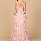 Overskirt Lace Fitted V-Neck Gown