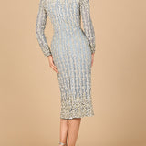 Beaded Midi Dress with Long Sleeves