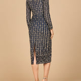 Beaded Midi Dress with Long Sleeves