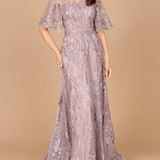 Modest, Cape Sleeve A-line Gown