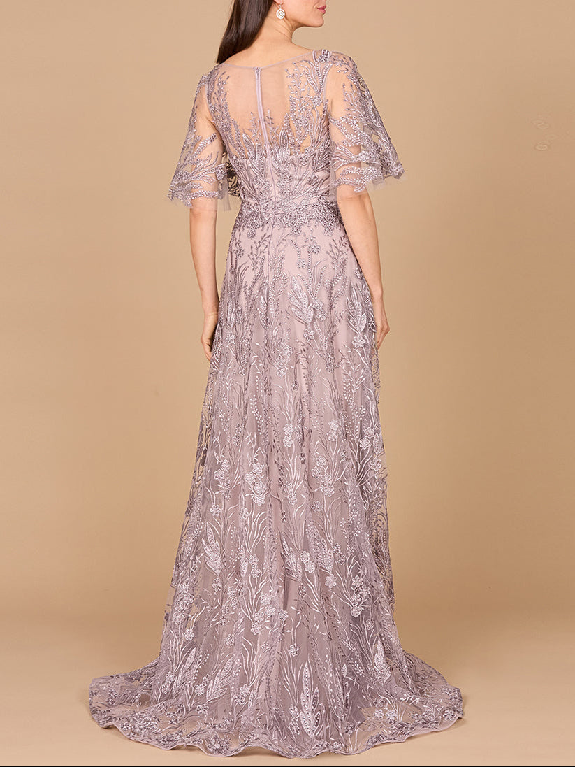 Modest, Cape Sleeve A-line Gown