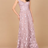 Cap Sleeves, A-line Dress with Feathers