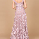 Cap Sleeves, A-line Dress with Feathers