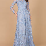 Illusion Neckline, Long Sleeves Gown