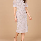 Beaded Midi Dress with Cape Sleeves