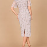 Beaded Midi Dress with Cape Sleeves